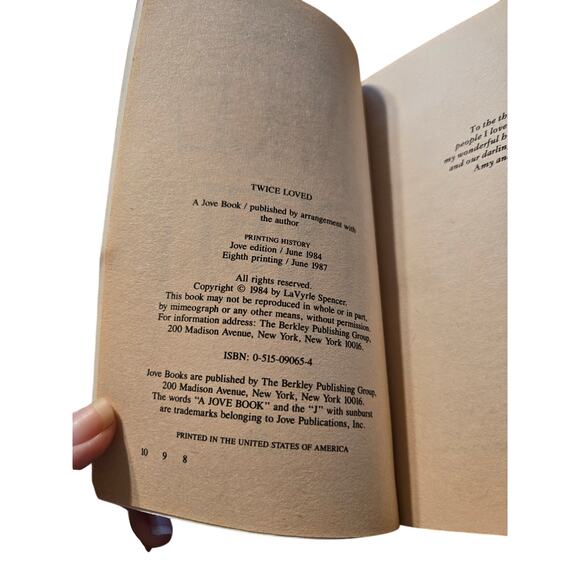LaVyrle Spencer TWICE LOVED Historical Romance Second Chance Jove 0515090654 - Picture 7 of 8